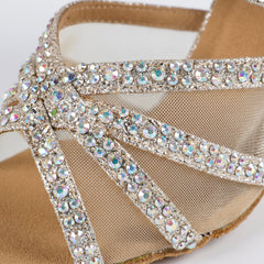 Glimmer Dance Shoes | Customized Flared Heel, Gold Glitter