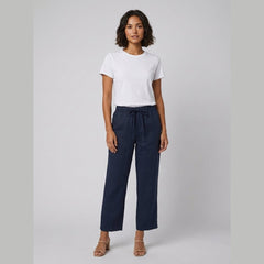 Haru | Cropped Trousers Cotton-Linen Blend, Wide Leg Design