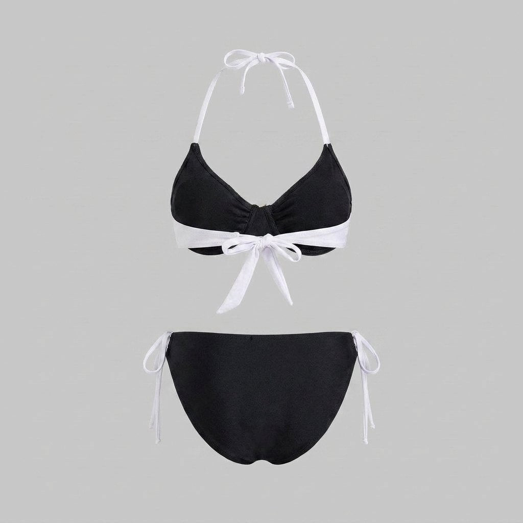 Haven | Bikini Set Halter Neck, Adjustable Tie Closure, Contrast Design