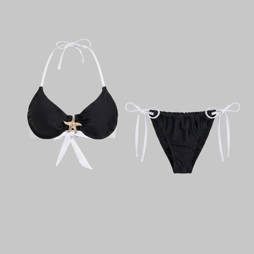 Haven | Bikini Set Halter Neck, Adjustable Tie Closure, Contrast Design