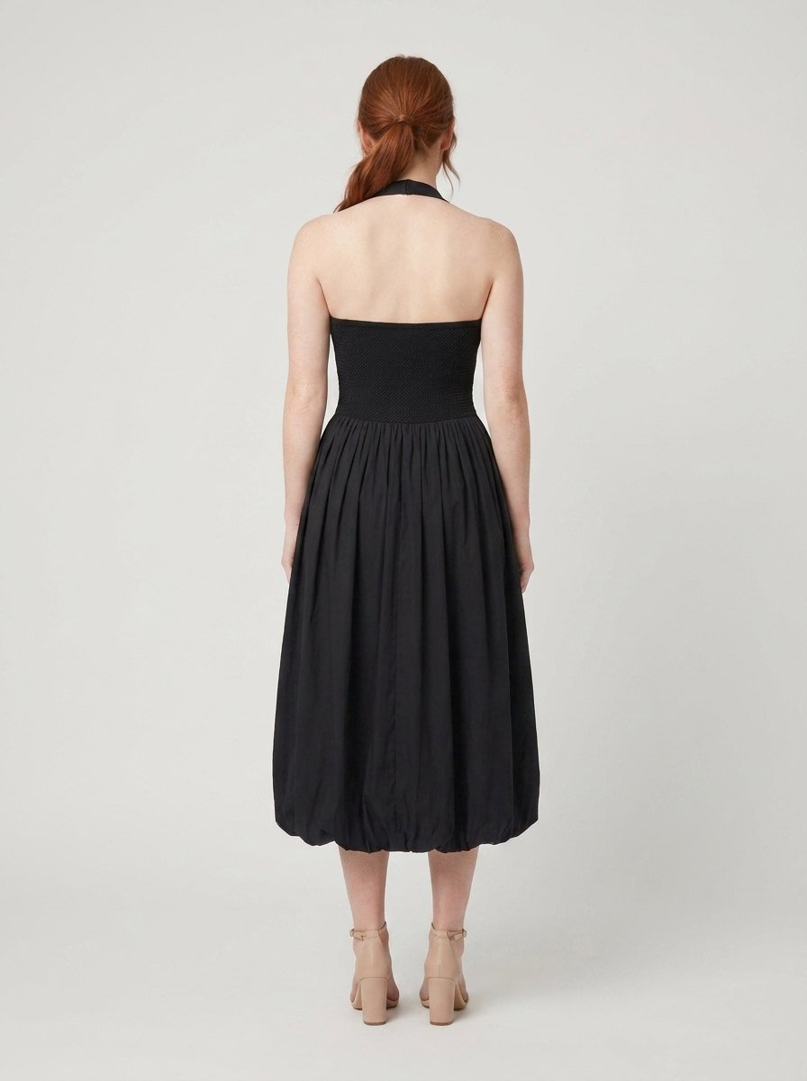 Haven | Midi Dress Textured Knit, Halter Neck, Bubble Hem