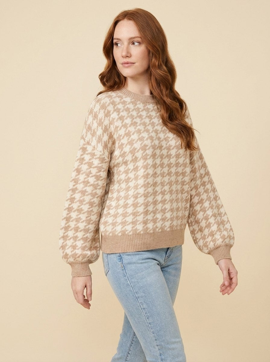 Haven Houndstooth Sweater | Soft Cotton Blend