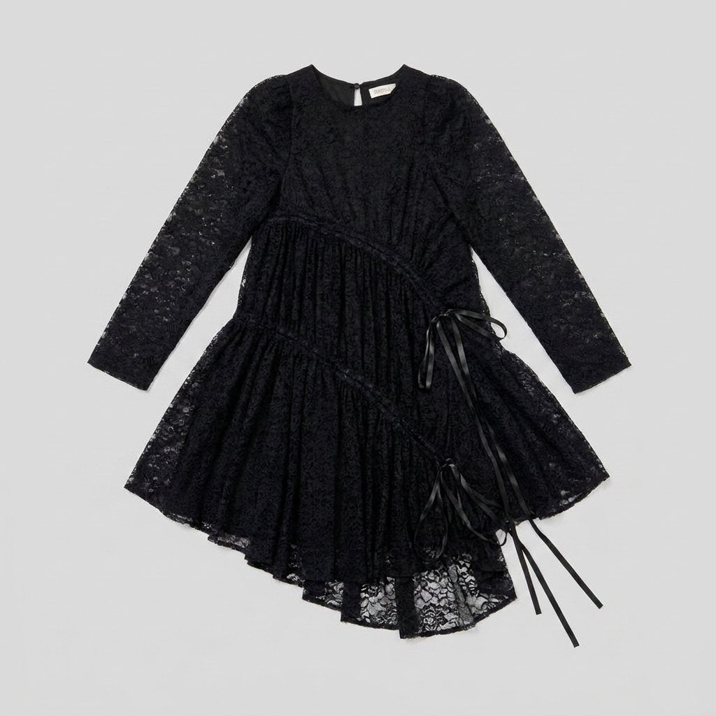 Hera Lace Dress | Ruched Tiered Midi, Romantic Edge for Cocktail Parties