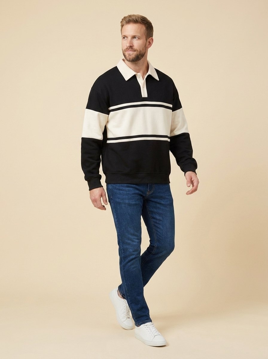 Herb | Loose-fit Stripes Polo Shirts