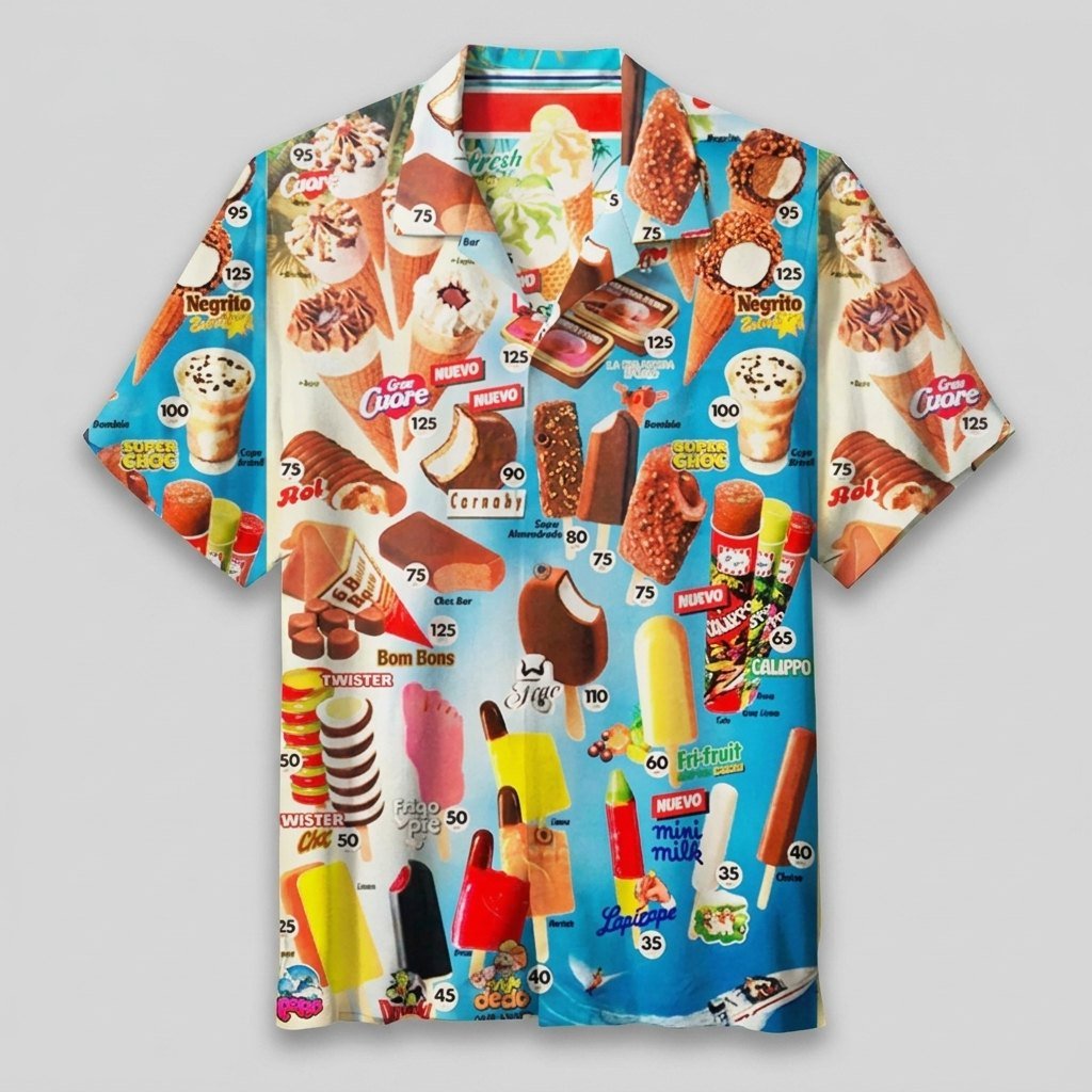 Icy | Polo Shirt Soft Cotton Blend, Playful Ice Cream Design