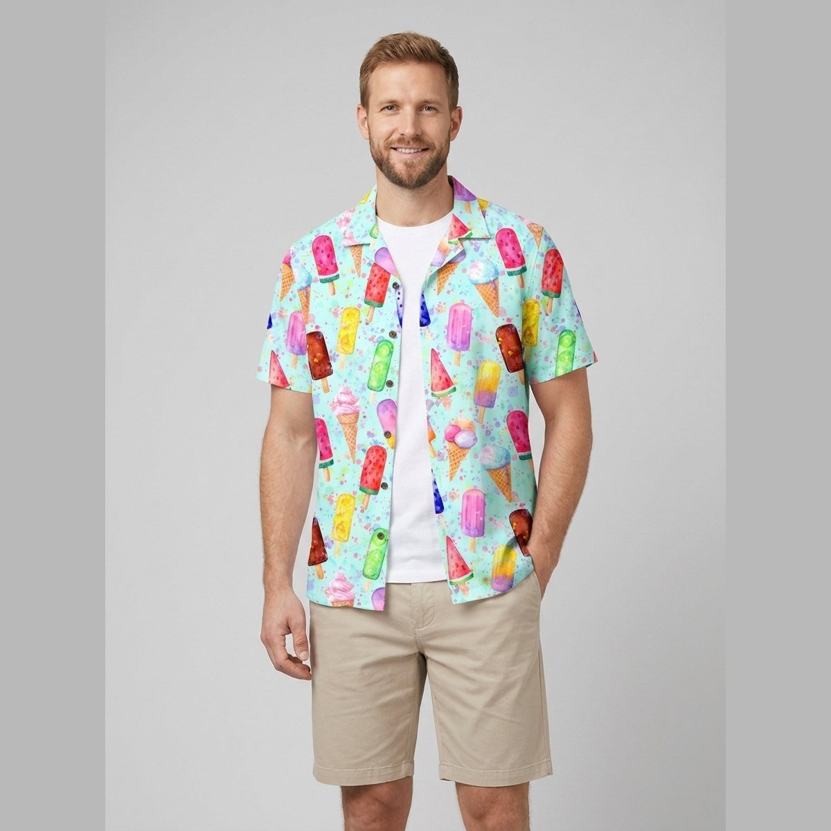 Icy | Polo Shirt Soft Cotton Blend, Playful Ice Cream Design