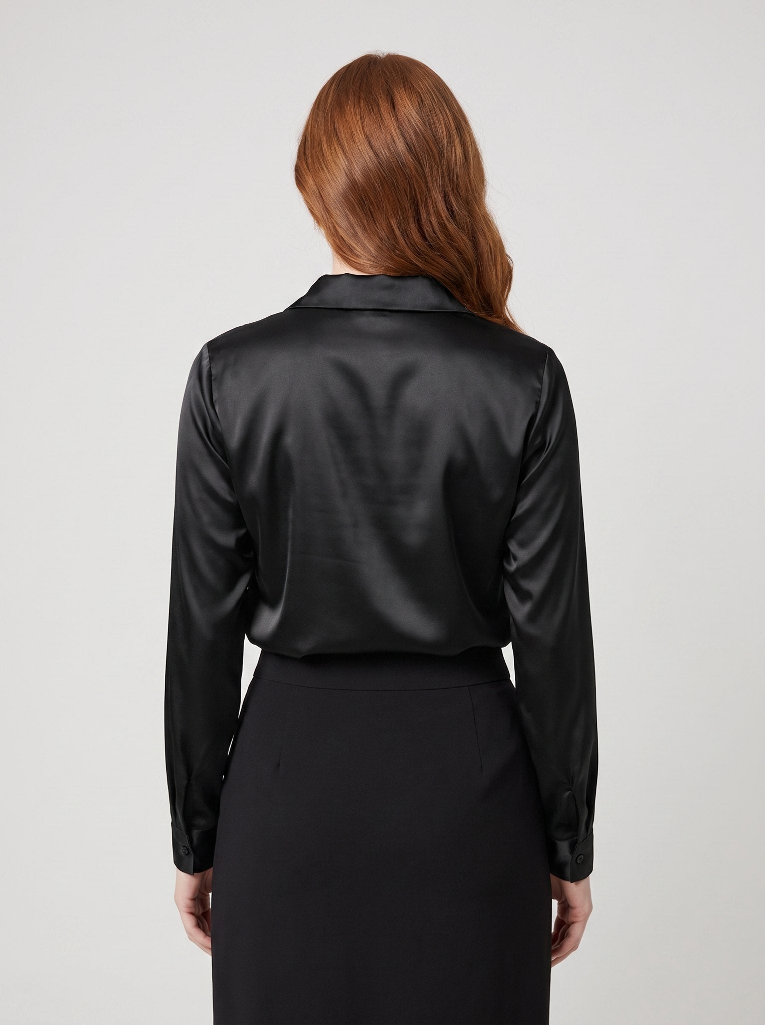 Ikata | Shiny Blouse with Pleated Neckline