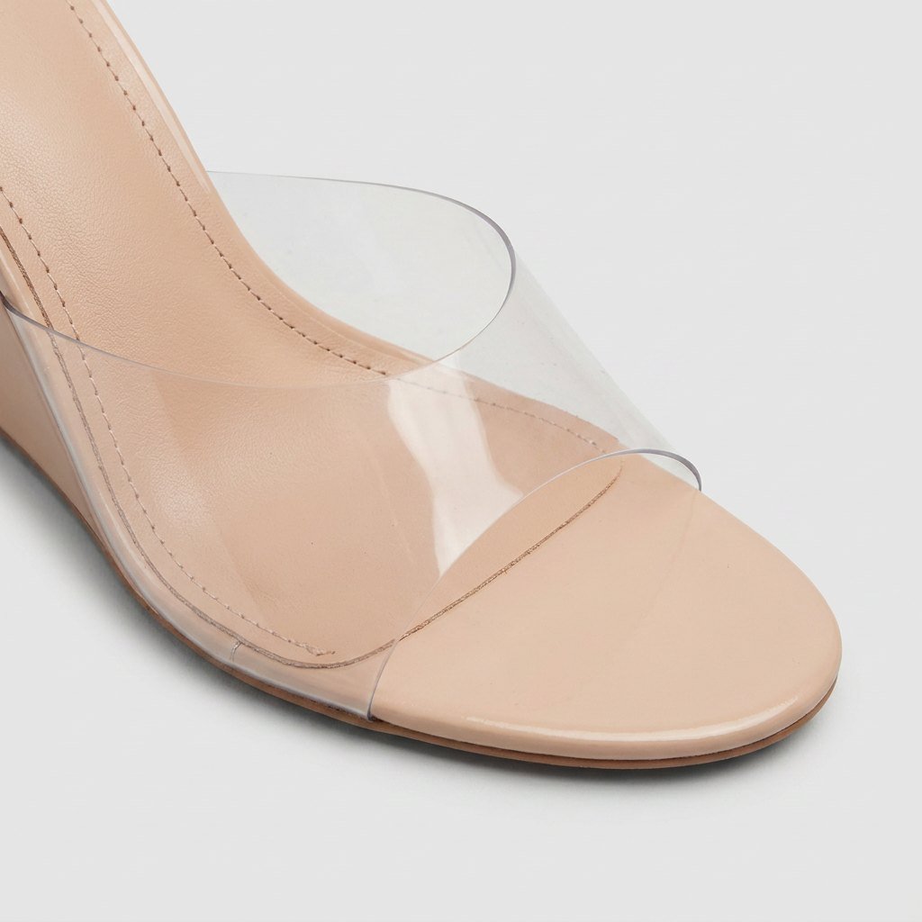 Iris | Wedge Mules Clear Design, Comfortable Slip-On Wedge Heel Shoes