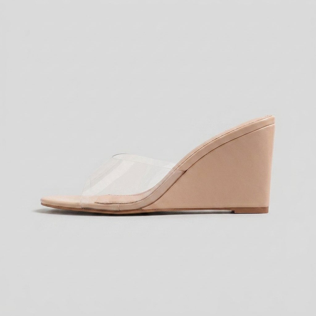 Iris | Wedge Mules Clear Design, Comfortable Slip-On Wedge Heel Shoes