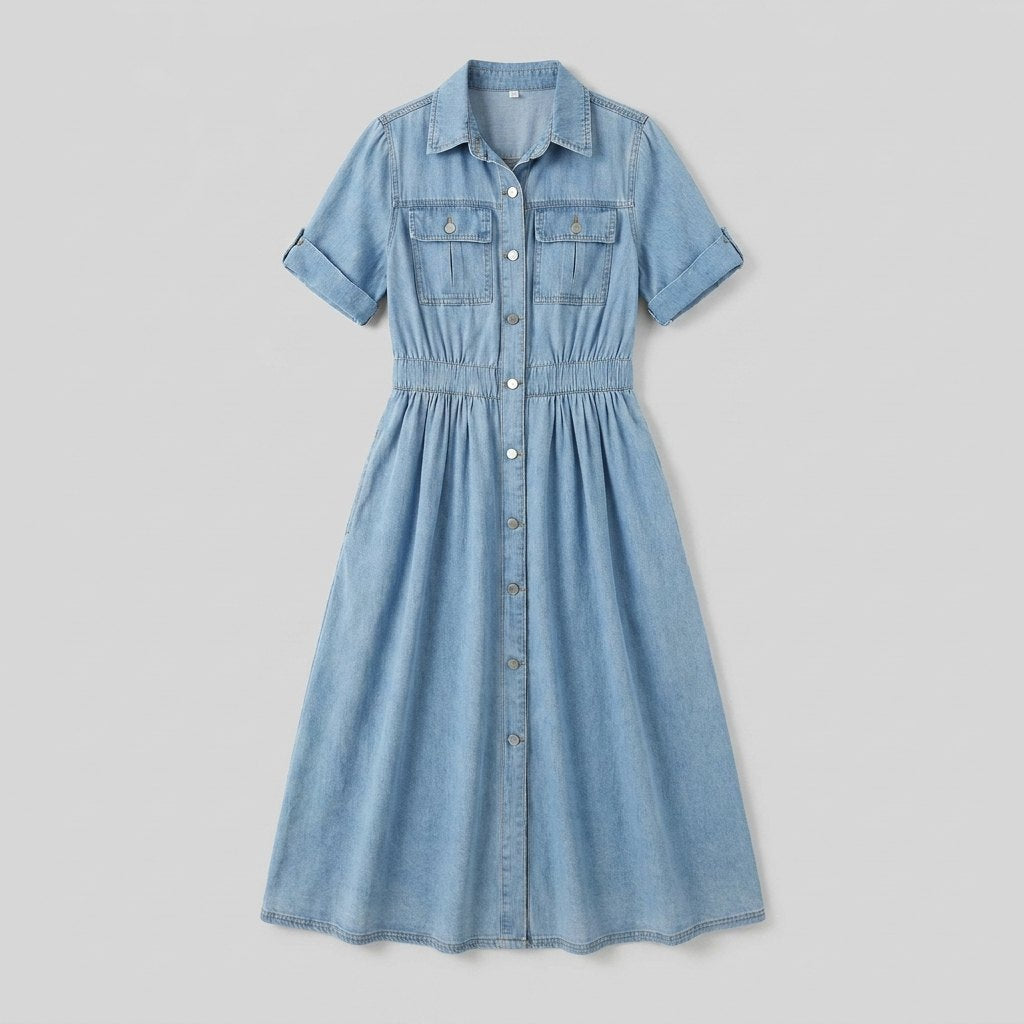 Isabelle | Belted Denim Shirt Dress