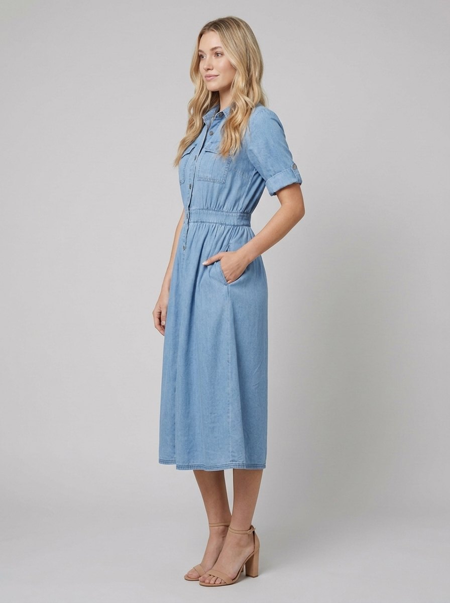 Isabelle | Belted Denim Shirt Dress