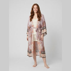 Ivy | Beach Kimono Lightweight Red Floral Print Open Front Design