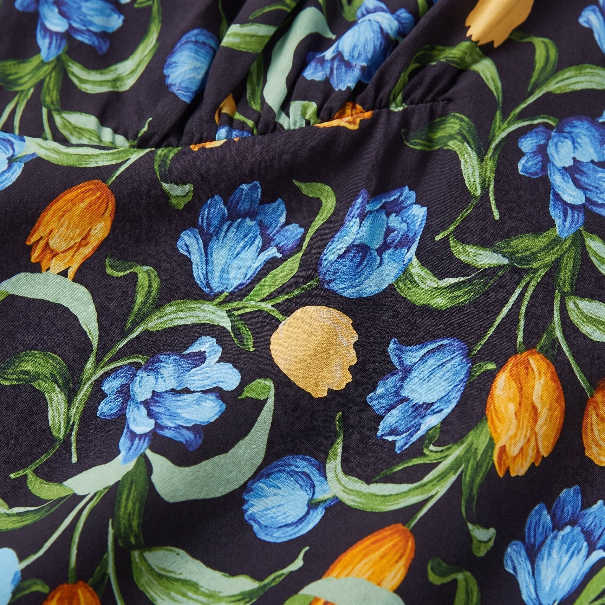 Ivy Black Dress | Floral Print, Midi Length, Square Neckline