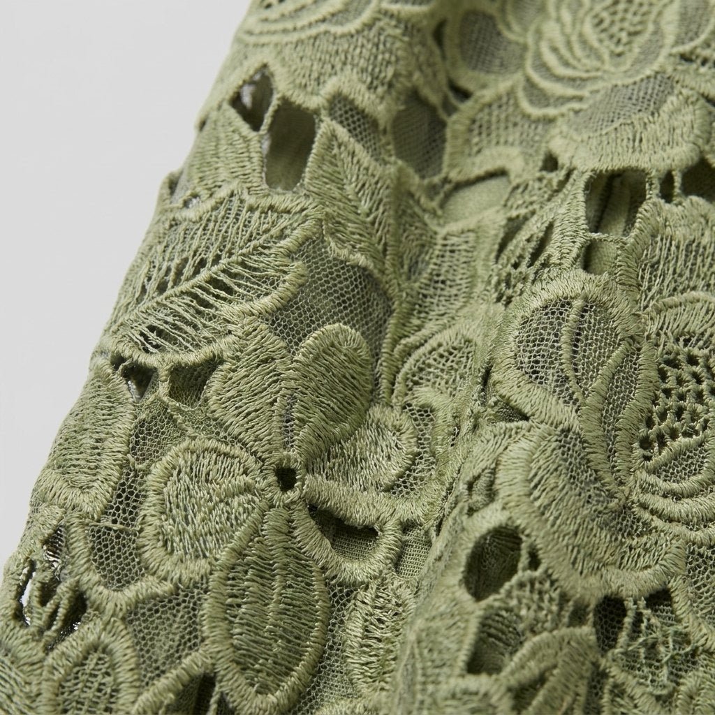 Ivy | Floral Midi Dress Lace Embroidered, Off the Shoulder Summer Wedding Guest Dress