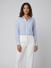 Jade | Striped Blouse Luxurious Fabric, Long Sleeve Design