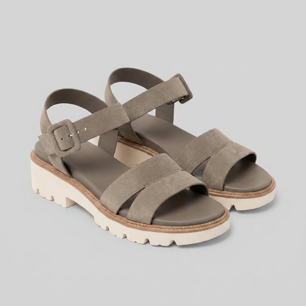 Jovial | Black Platform Sandals Adjustable Buckled Strap, Padded Insole for Women