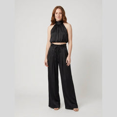 Kara | Women's Set Rayon Halter Crop Top & High Waist Wide Pants