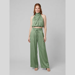 Kara | Women's Set Rayon Halter Crop Top & High Waist Wide Pants