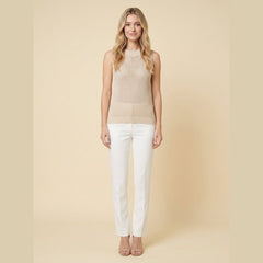 Kira | White Tank Top for Women Regular Fit, Knit Design