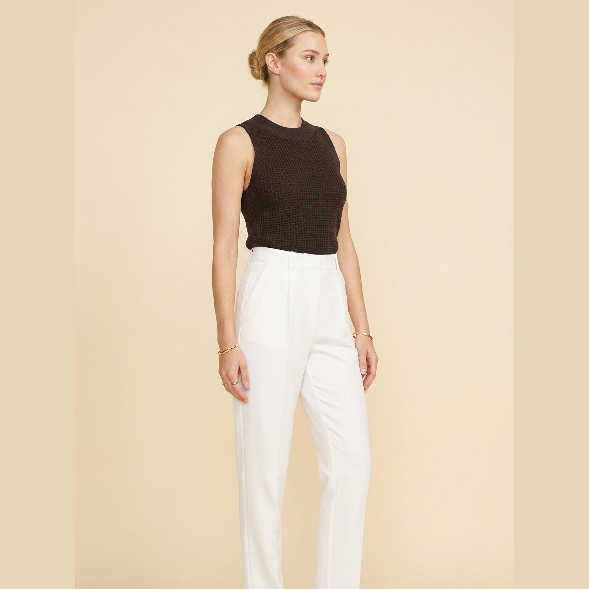 Kira | White Tank Top for Women Regular Fit, Knit Design