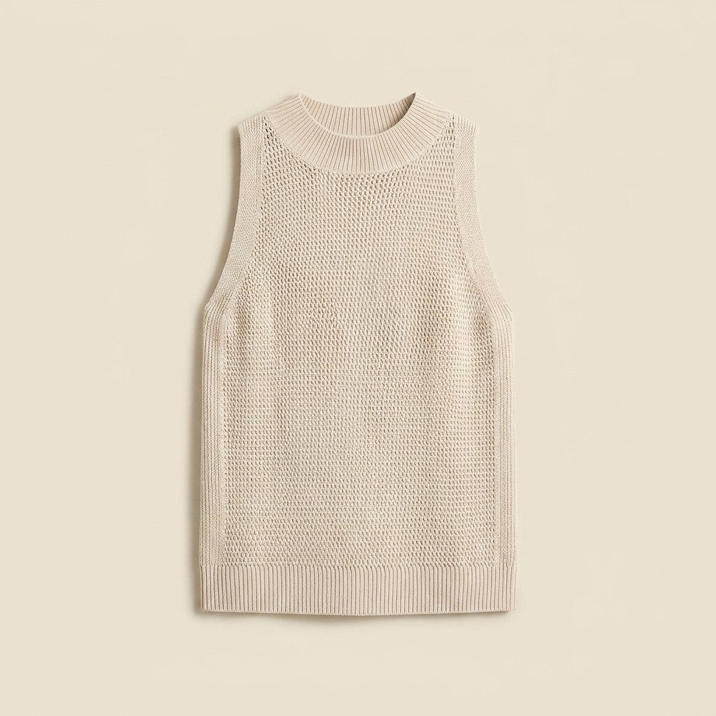 Kira | White Tank Top for Women Regular Fit, Knit Design