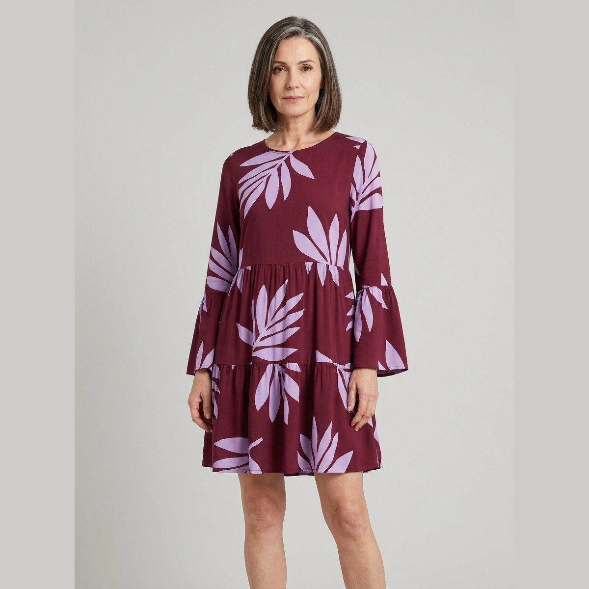Kora Long Sleeve Mini Dress | Bias Cut, Tiered Panel Detail