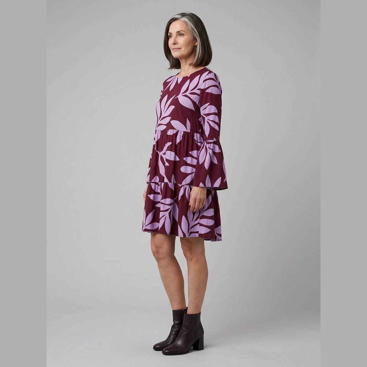 Kora Long Sleeve Mini Dress | Bias Cut, Tiered Panel Detail
