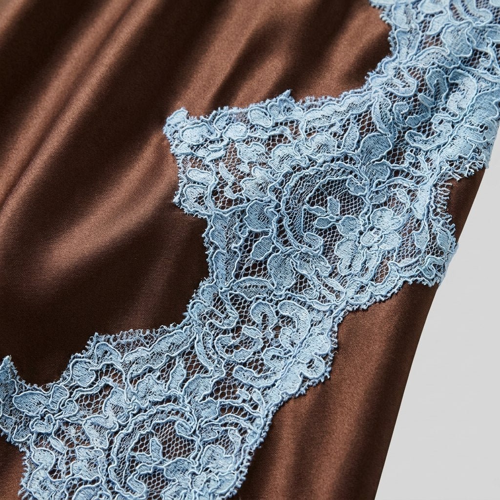 Lace | Satin Maxi Dress Asymmetrical Neckline, Elegant Wedding Guest Dress