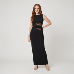 Leni | Fitted maxi dress with subtle cut-outs and laces