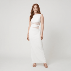 Leni | Fitted maxi dress with subtle cut-outs and laces