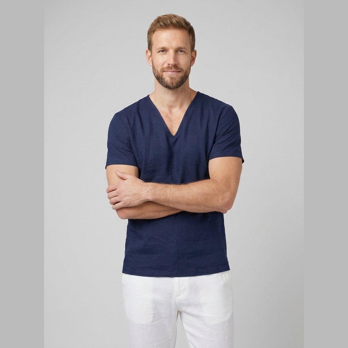 Liam | Men's T Shirt Breathable Linen, V-Neck Short Sleeve
