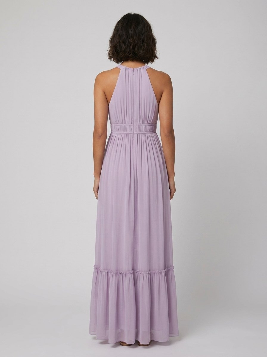 Lila | Maxi Dress Light Purple Chiffon, Pleated Summer Dress for Wedding Guests