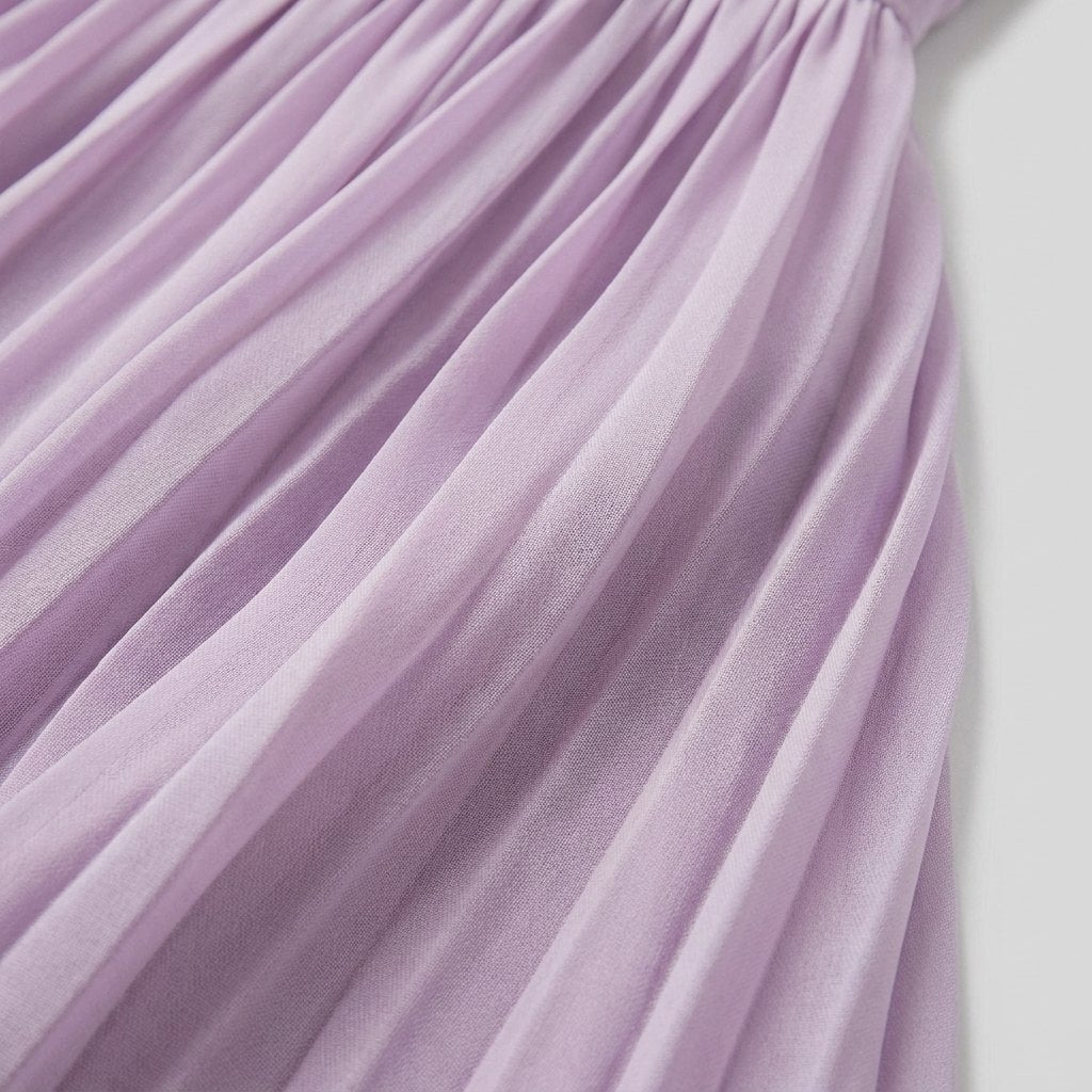 Lila | Maxi Dress Light Purple Chiffon, Pleated Summer Dress for Wedding Guests