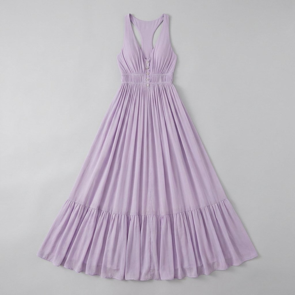 Lila | Maxi Dress Light Purple Chiffon, Pleated Summer Dress for Wedding Guests