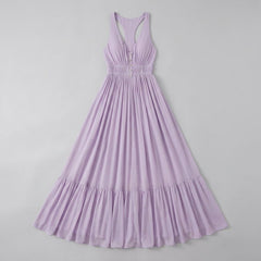 Lila | Maxi Dress Light Purple Chiffon, Pleated Summer Dress for Wedding Guests