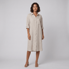 Lina | Shirt Dress Oversized Linen Shirt Dress for Women, Knee-Length, Button-Down
