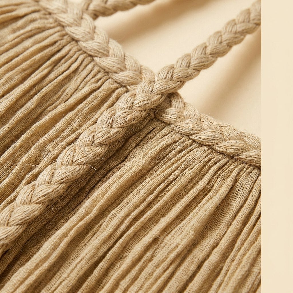Lina | Maxi Dress Linen Blend, Draped Braids, Ankle-Length