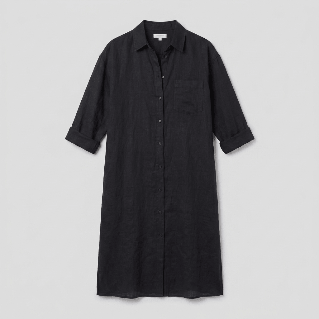 Lina | Shirt Dress Oversized Linen Shirt Dress for Women, Knee-Length, Button-Down