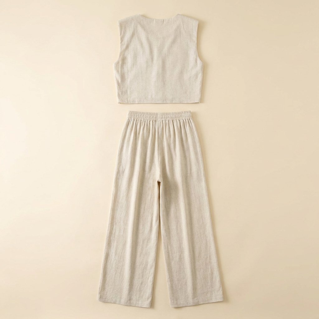 Lina | Two Piece Pants Set Lightweight Linen Blend, Wide Leg Design