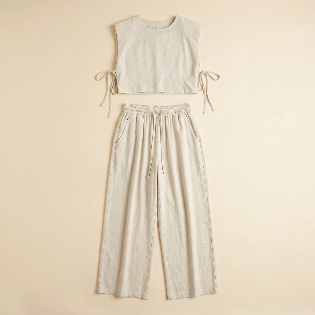 Lina | Two Piece Pants Set Lightweight Linen Blend, Wide Leg Design