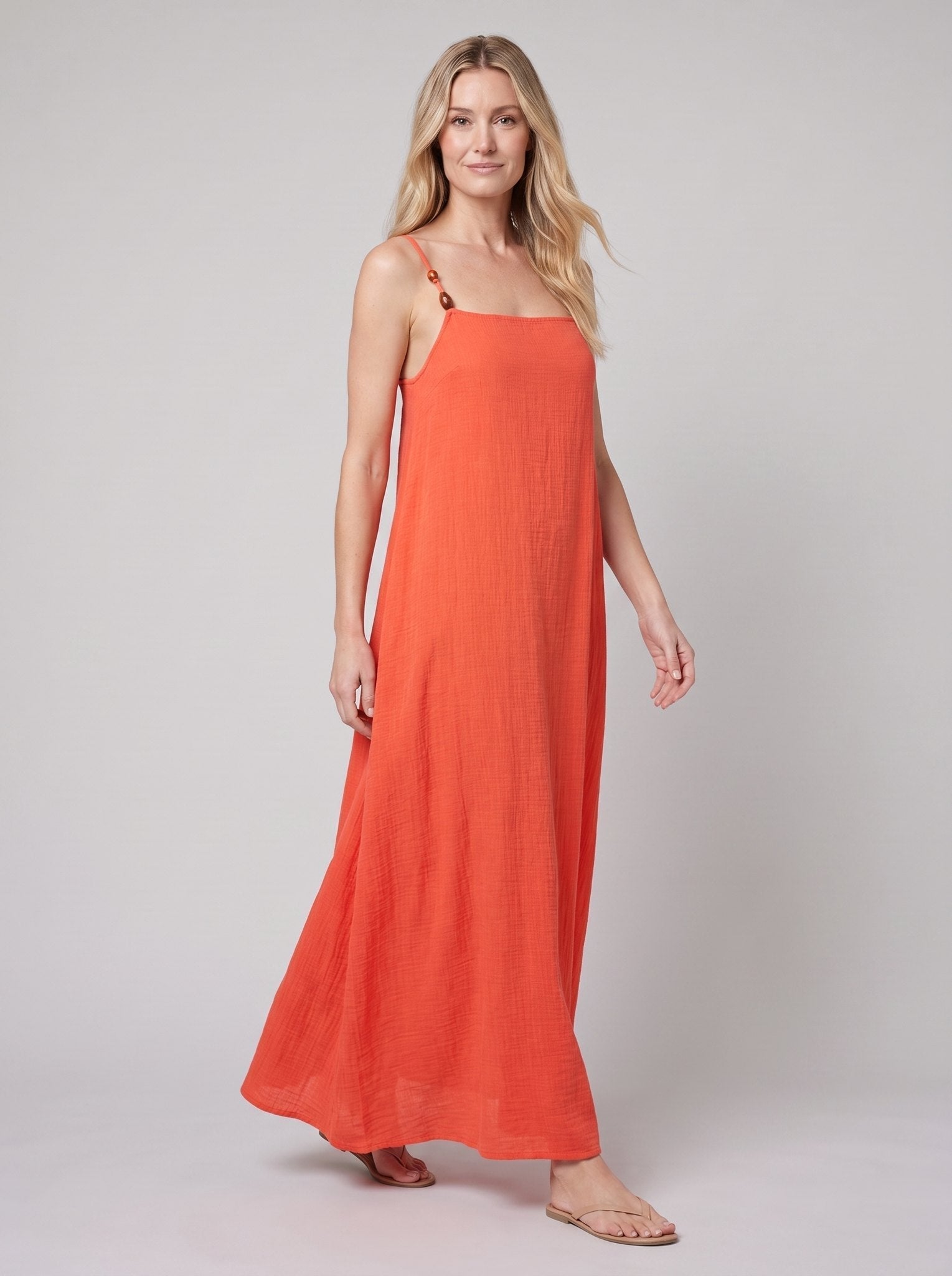Liora Beach Cover Up Dress | Breathable Cotton Gauze, Adjustable Straps