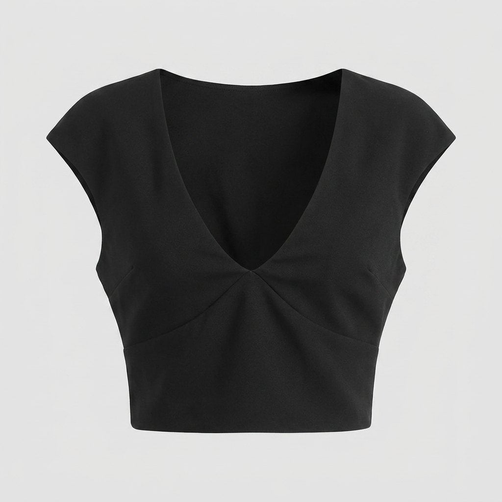 Liora Women's Top | V Neck, Cap Sleeve, Mid-Weight Polyester Blouse