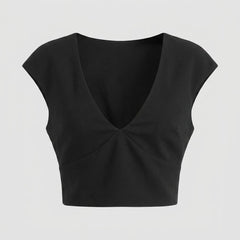 Liora Women's Top | V Neck, Cap Sleeve, Mid-Weight Polyester Blouse