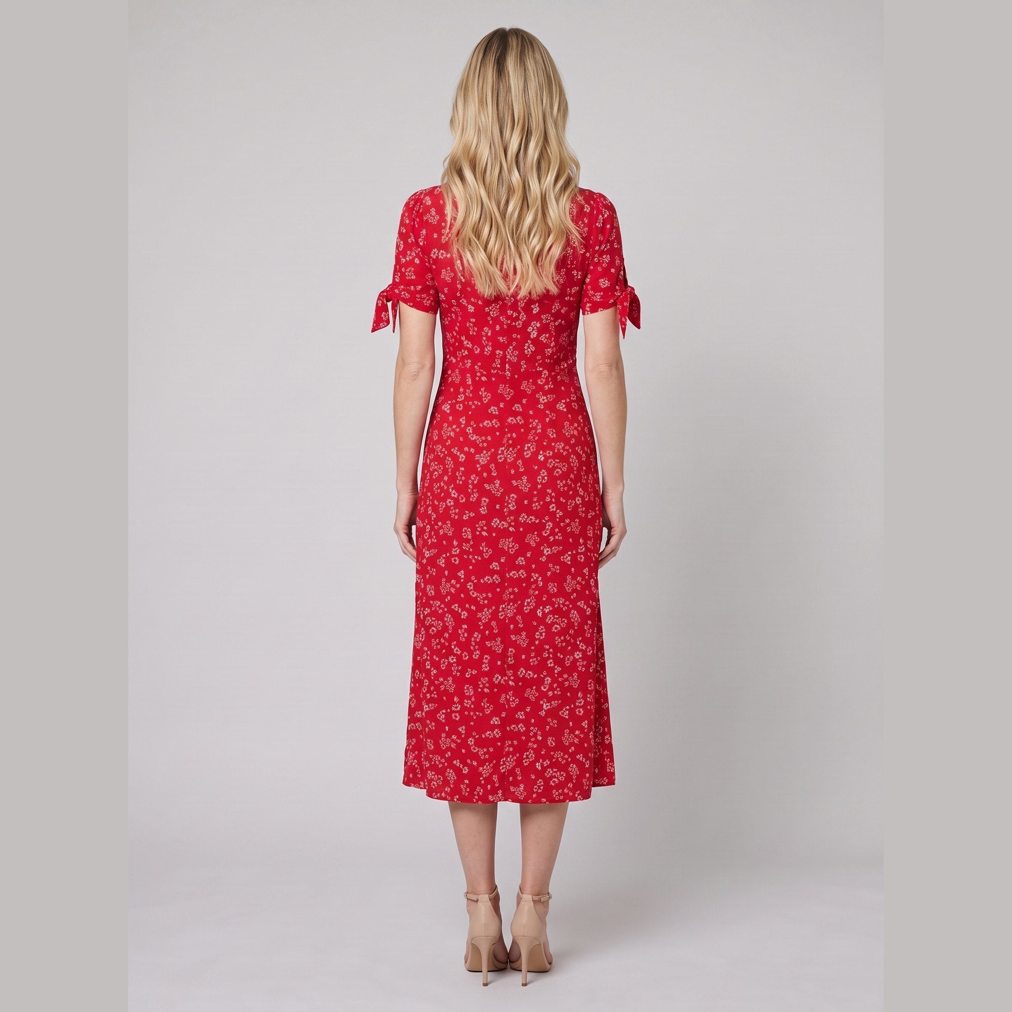Liora Midi Dress | Floral Print, Slim Fit, V-Neck