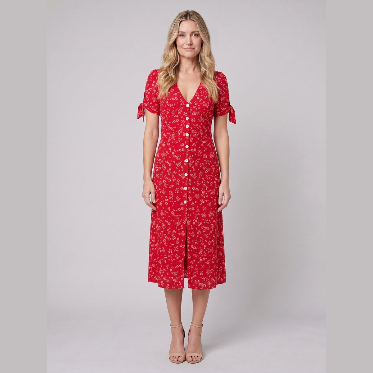 Liora Midi Dress | Floral Print, Slim Fit, V-Neck