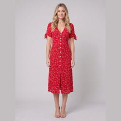 Liora Midi Dress | Floral Print, Slim Fit, V-Neck