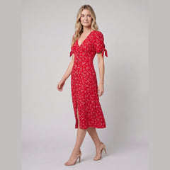 Liora Midi Dress | Floral Print, Slim Fit, V-Neck