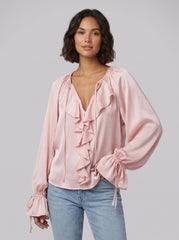 Liora | Satin Ruffle Blouse