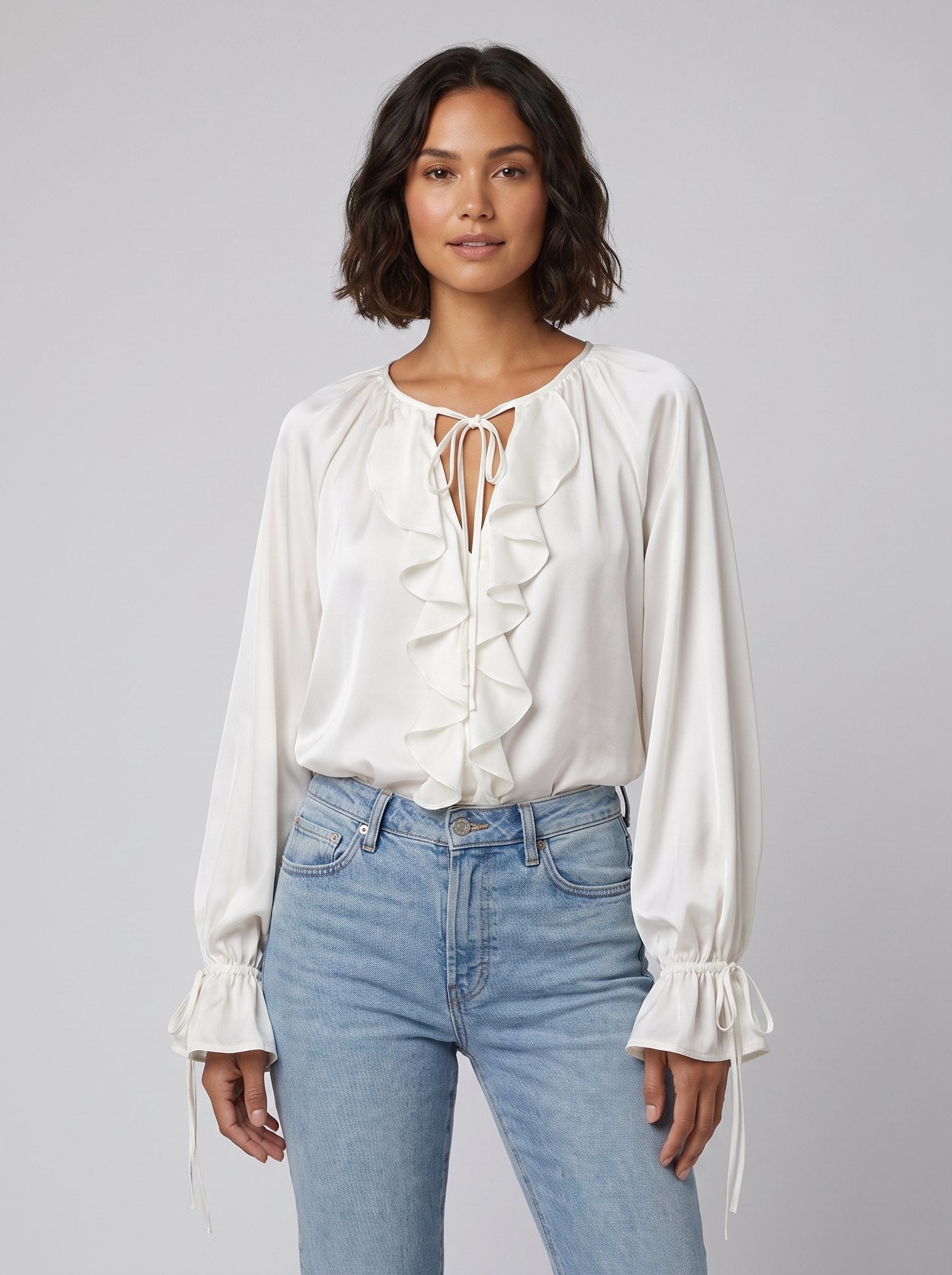 Liora | Satin Ruffle Blouse