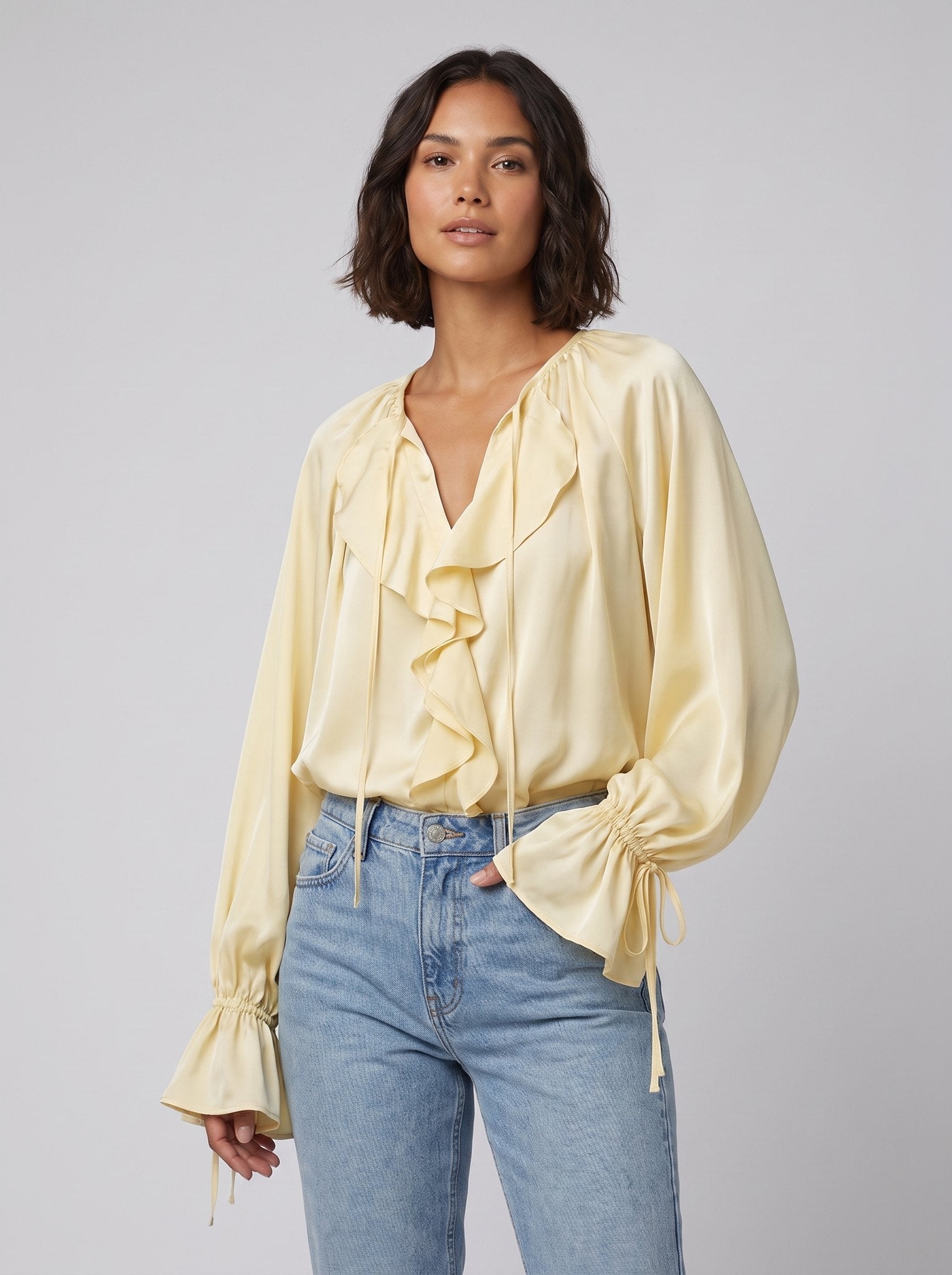 Liora | Satin Ruffle Blouse